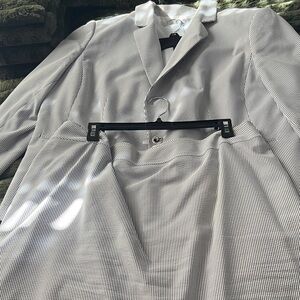 Chic Black and White Pinstripe Skirt Set